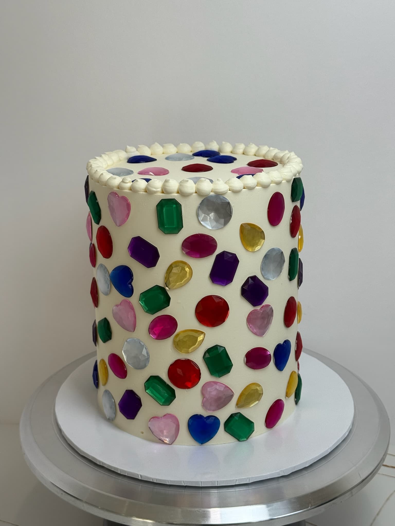 Colorful gemstone single tier cake